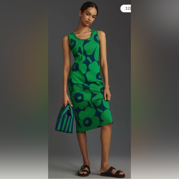 NWT Marimekko Simpukka Unikko Rib Floral Cotton Tank Dress size medium - Picture 7 of 9